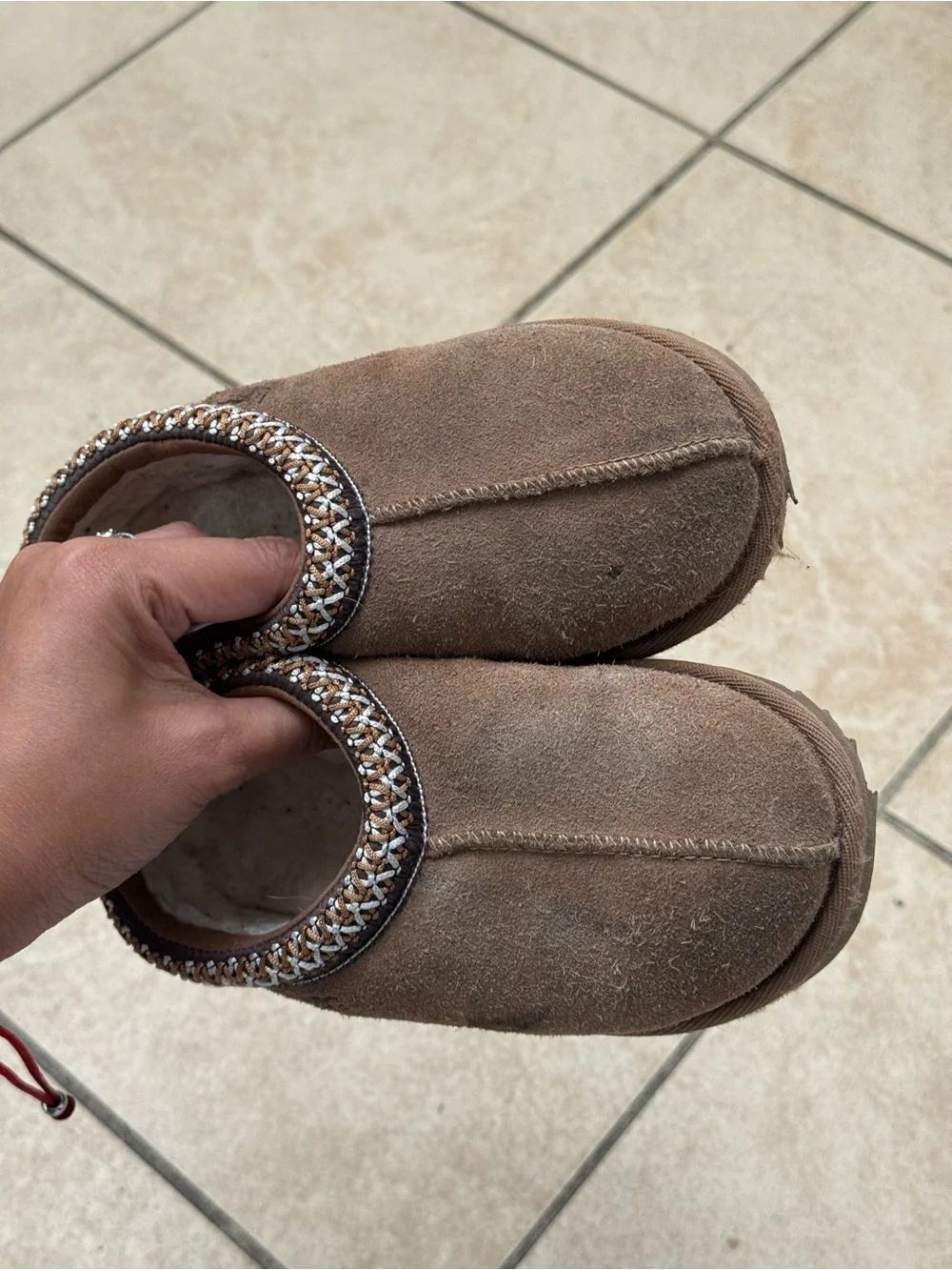 UGG Brown Suede Cozy Slip-On Mules with Braided Trim